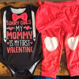 Valentine's Day Baby Boy For Mom's Outfit with Bow Tie 12-18 Months